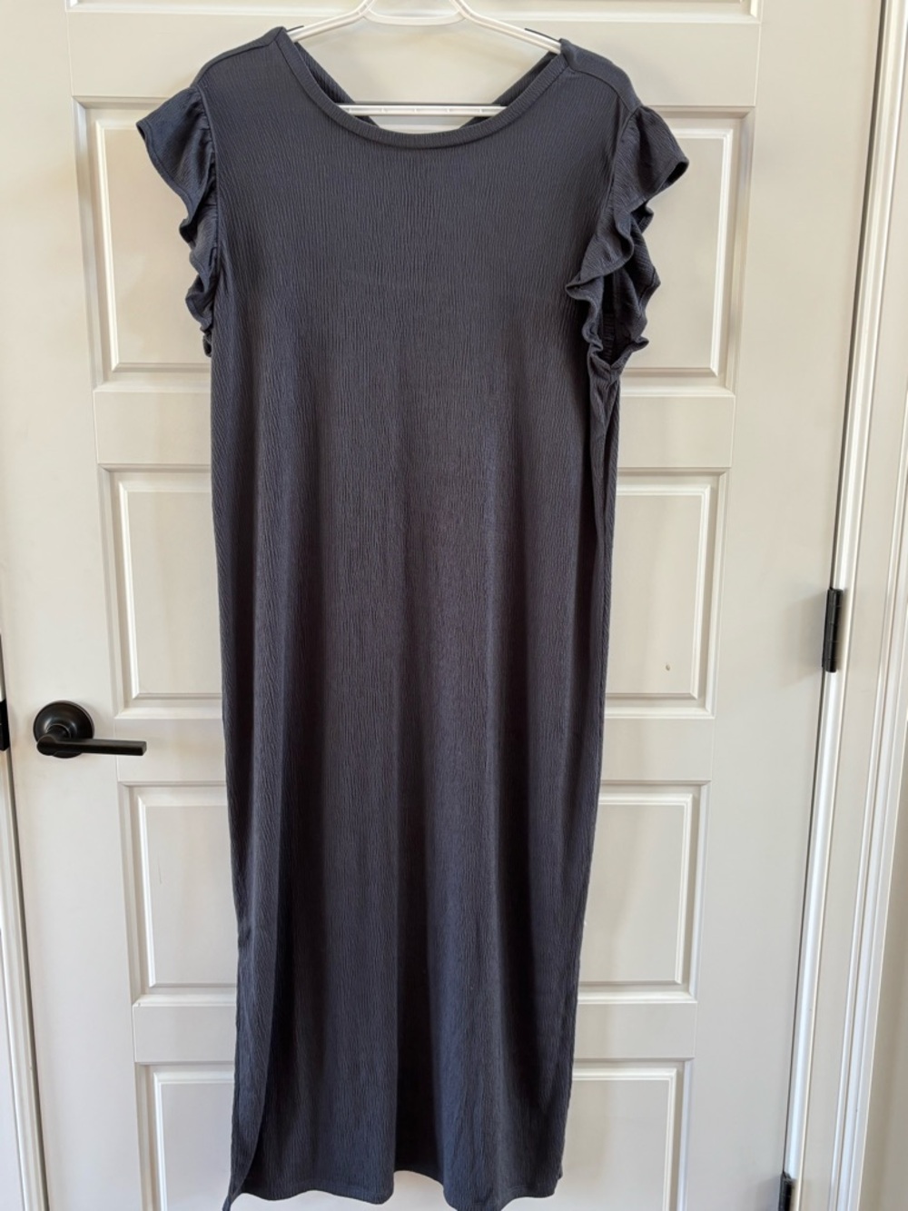 LOFT Charcoal Ruffle Sleeve Maxi Dress